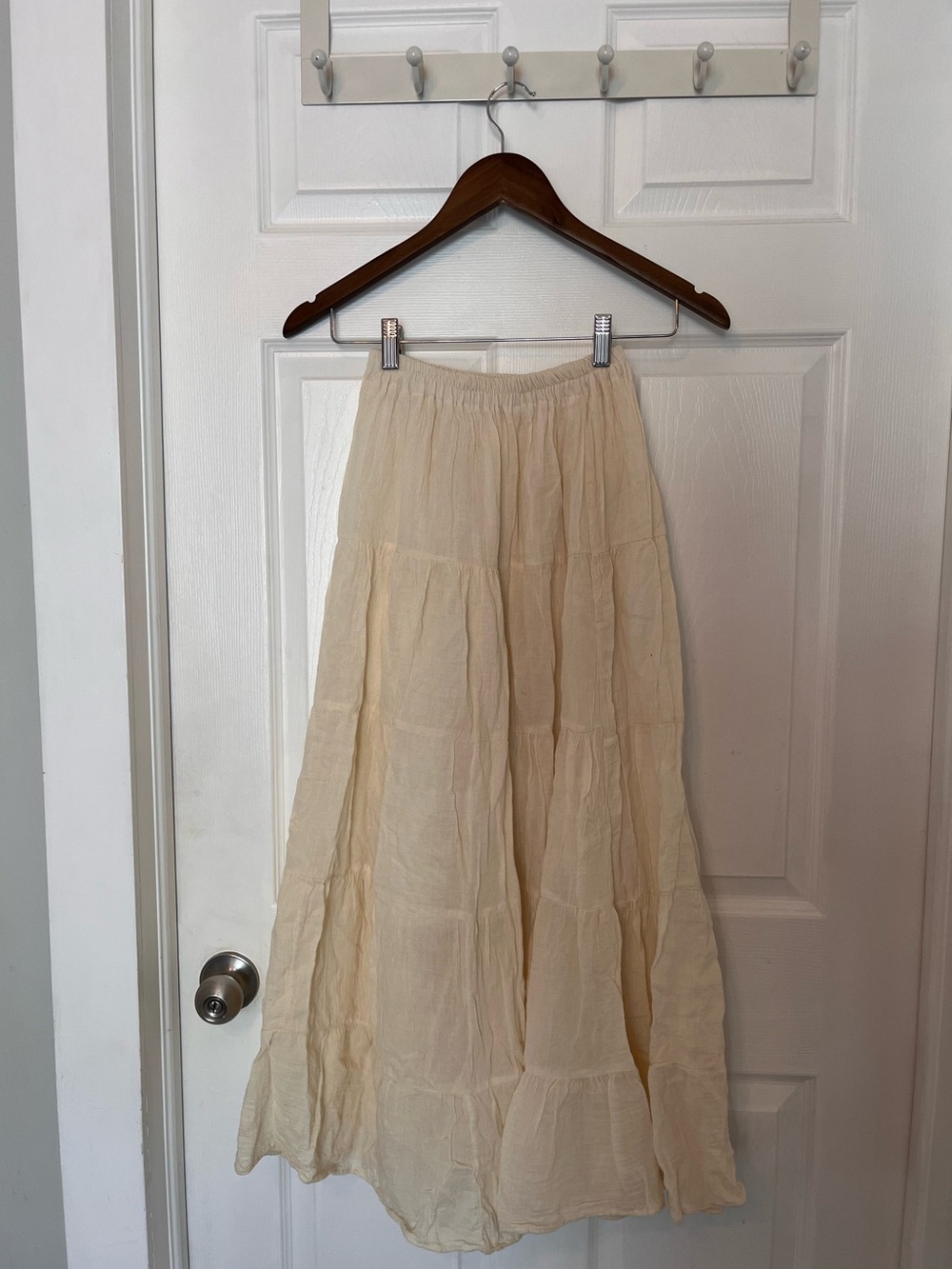 Women's Cream Tiered Maxi Skirt